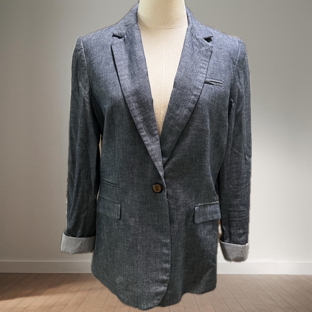 Kenar Denim Blazer with Striped Cuffs Size L